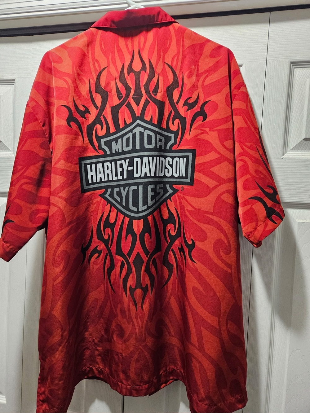 Harley-Davidson Red and Black Flame Button-Down Shirt